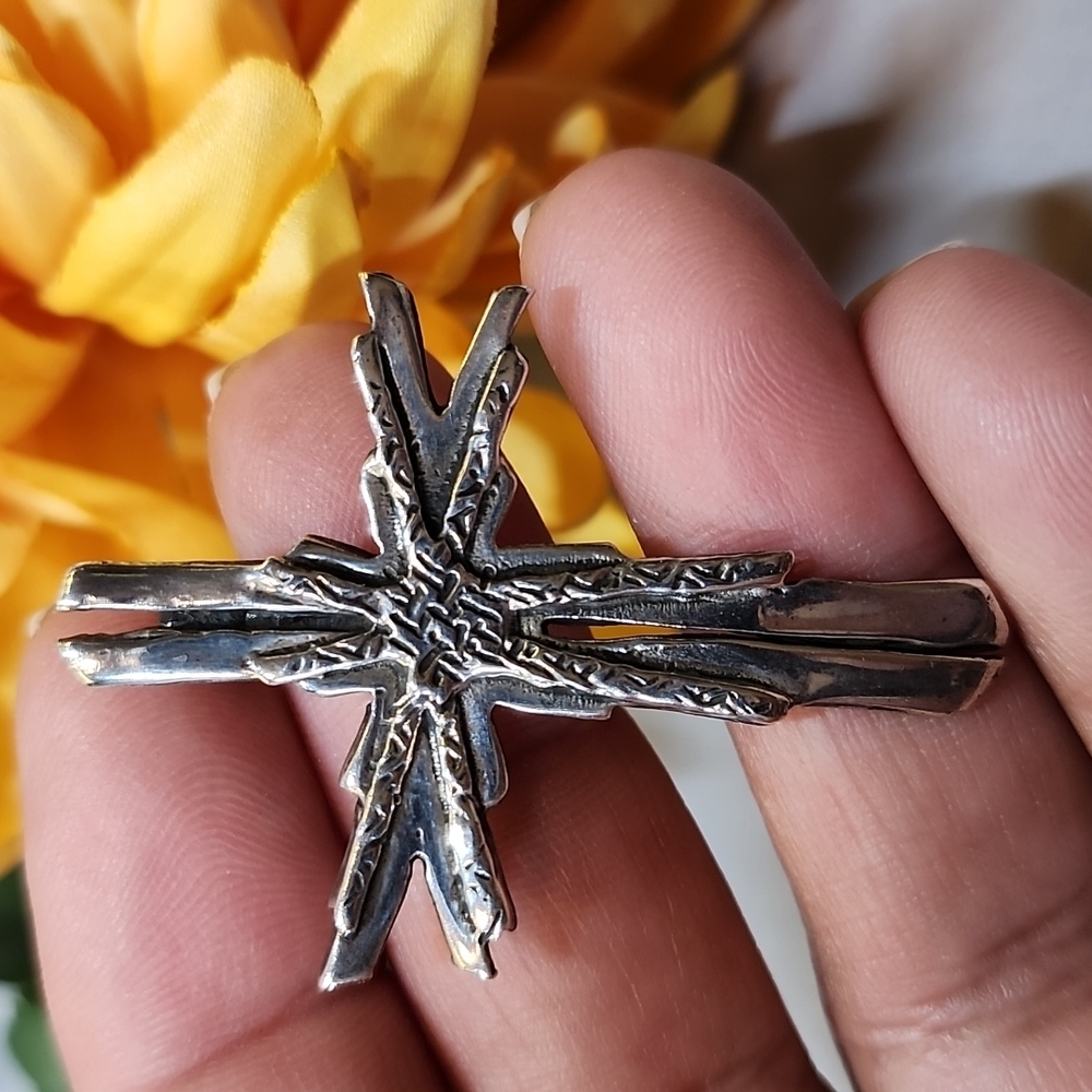 925 Sterling Silver Solid Cross Charm - image 5